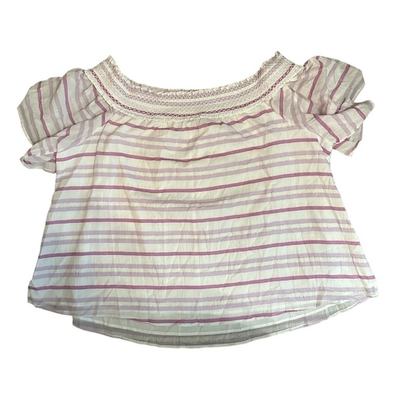 Lane Bryant Purple Striped Off Shoulder Top Size 26/28 - Picture 3 of 7